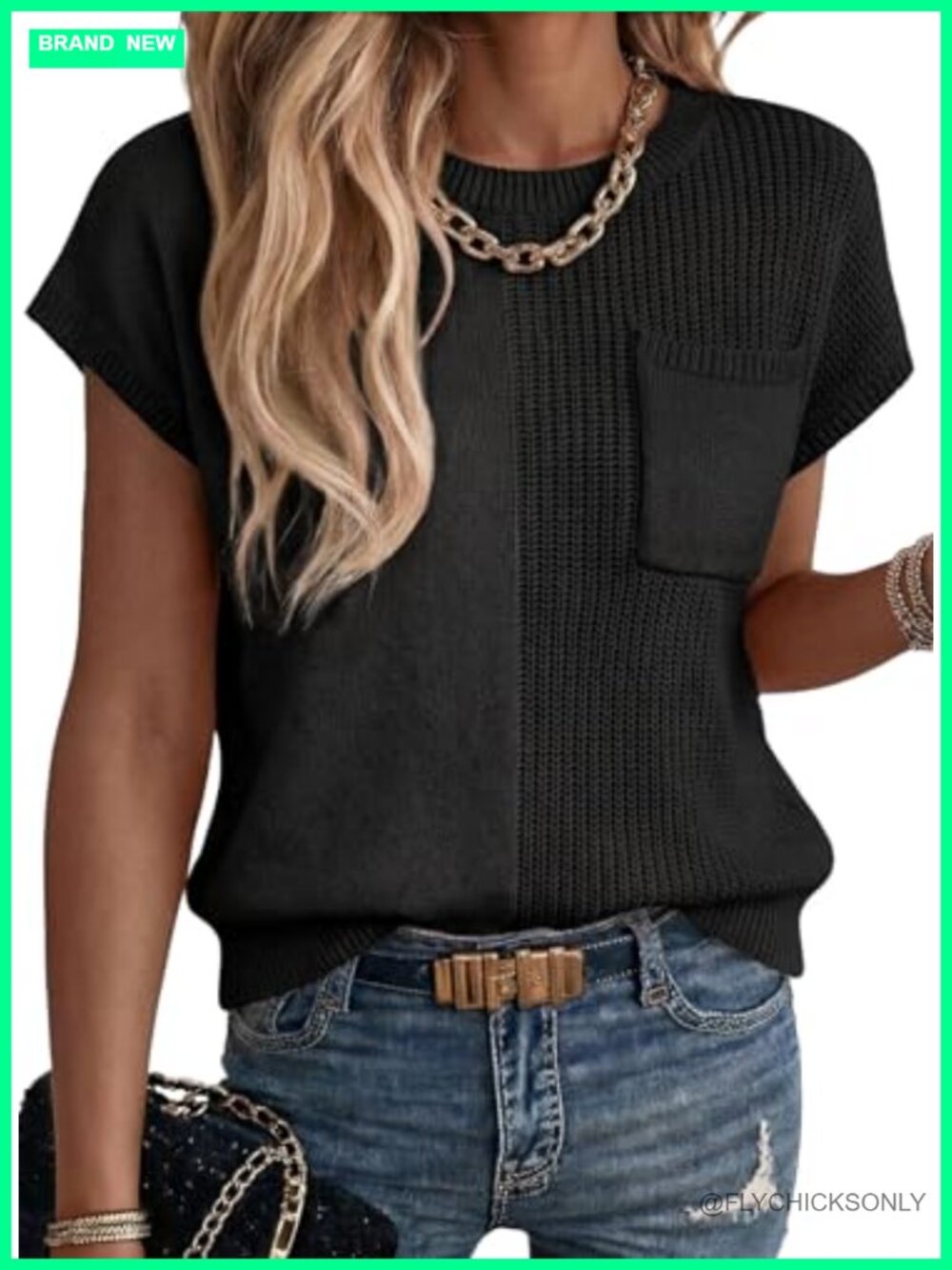 Dokotoo Women Asymmetrical Short Sleeve Sweater Vest 2026 Knit Crewneck Cap